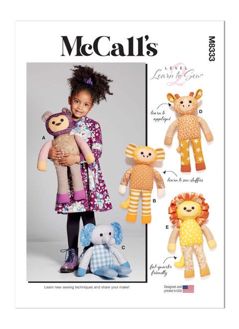 McCall's M8333 | Plush Animals | Front of Envelope