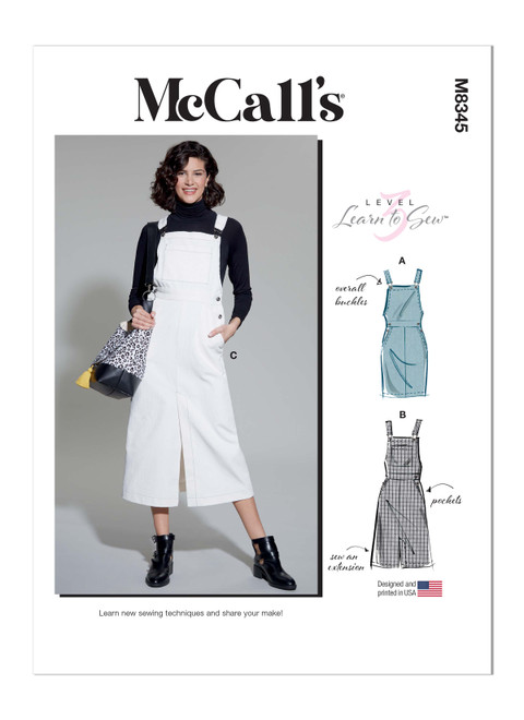 McCall's M8345 (Digital) | Misses' Skirt Overalls | Front of Envelope