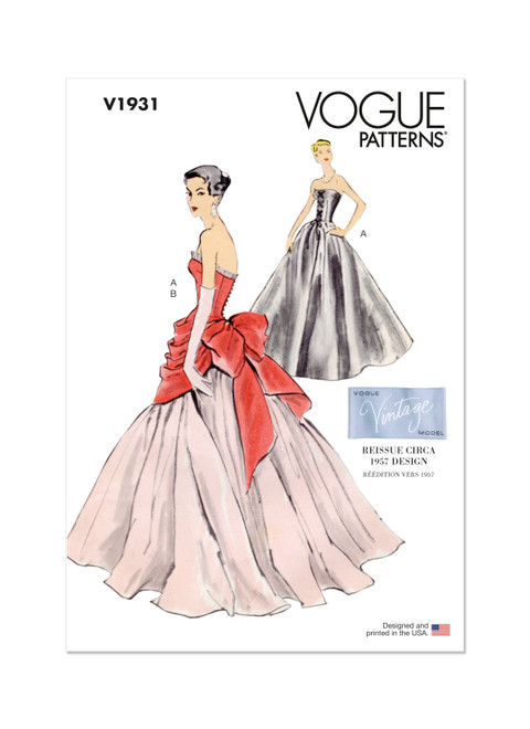 Vogue Patterns V1931 | Misses' Vintage Dress and Overbodice with Pannier | Front of Envelope