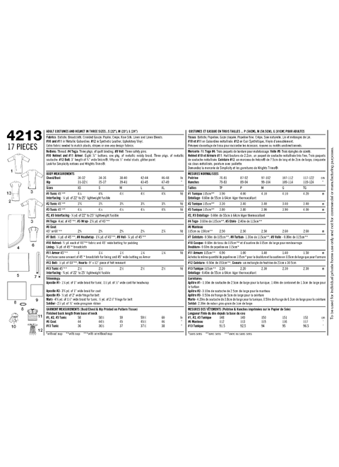 Simplicity S4213 | Adult Costumes | Back of Envelope