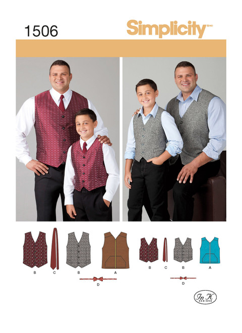 Simplicity S1506 | Husky Boys' & Big & Tall Men's Vests | Front of Envelope