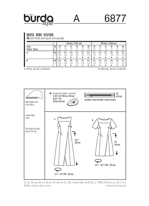 Burda Style BUR6877 | Dresses | Back of Envelope