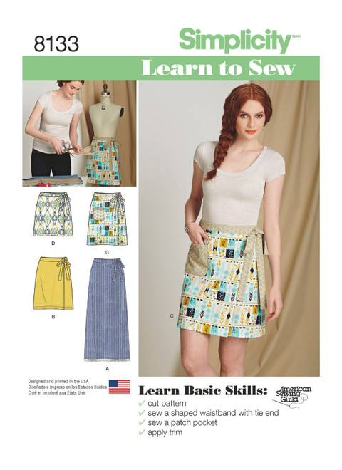 Simplicity S8133 | Misses' Learn to Sew Wrap Skirts | Front of Envelope