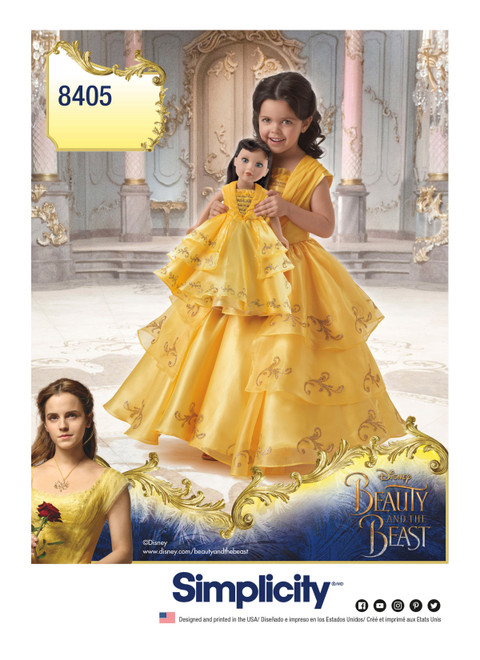 Simplicity S8405 | Disney Beauty and the Beast Costume for Child and 18" Doll | Front of Envelope