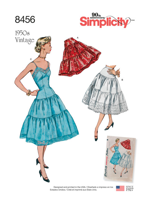 Simplicity S8456 | Misses' Vintage Petticoat and Slip | Front of Envelope