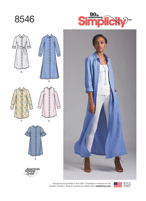 Simplicity S8546 | Misses' & Miss Petite Shirt Dresses | Front of Envelope
