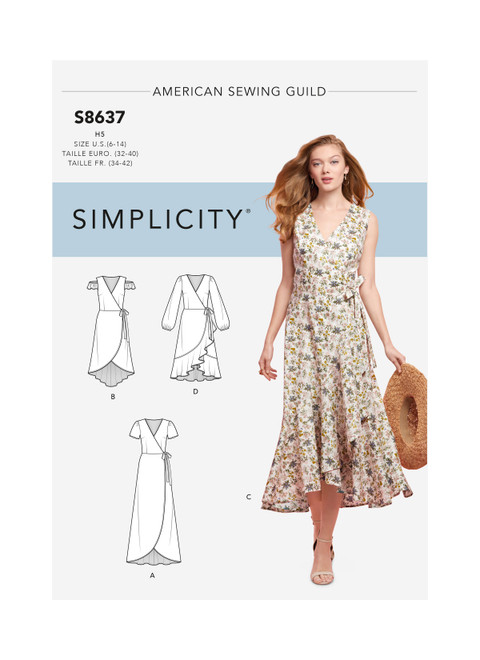 Simplicity S8637 | Misses' Wrap Dress | Front of Envelope