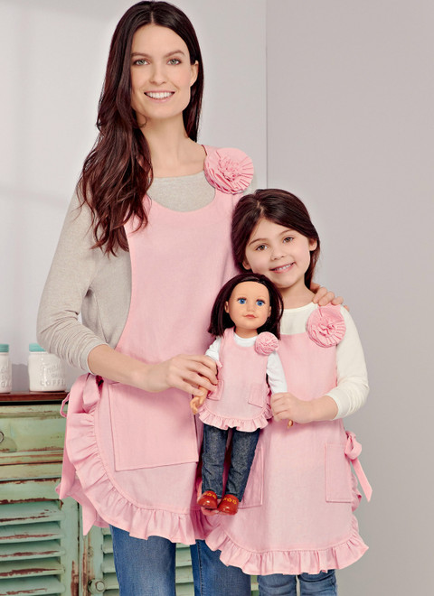 Simplicity S9407 | Children's, Misses' & 18" Doll Aprons