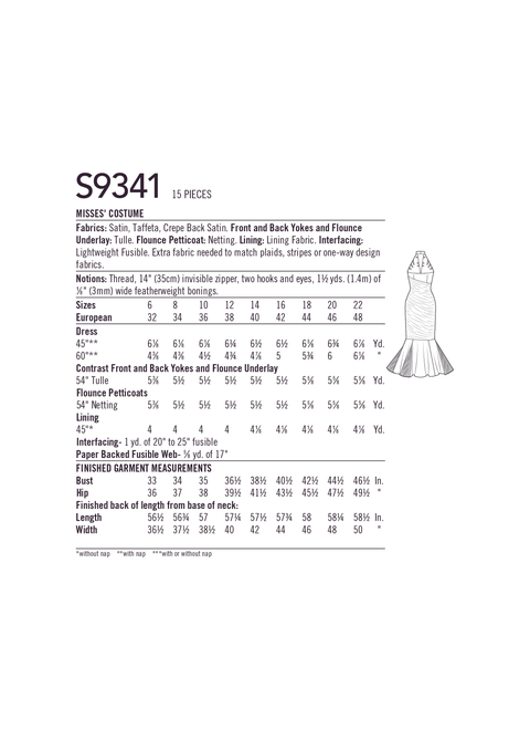 Simplicity S9341 | Misses' Costume | Back of Envelope