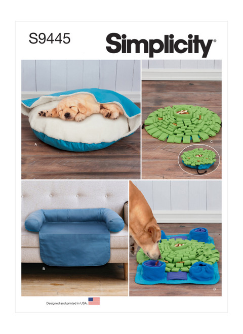 Simplicity S9445 | Pet Bed in Two Sizes, Chair Cover and Play Mats | Front of Envelope