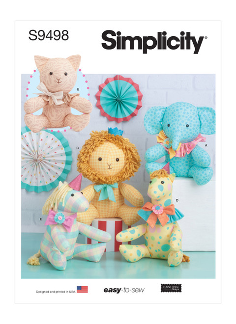Simplicity S9498 | Easy Plush Animals | Front of Envelope
