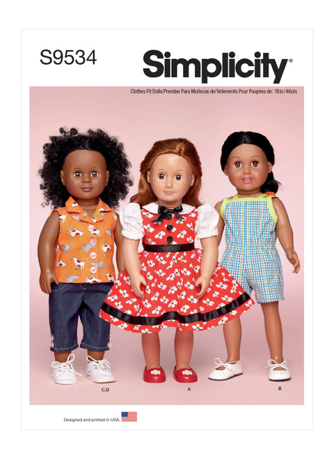 Simplicity S9534 | 18" Doll Clothes | Front of Envelope