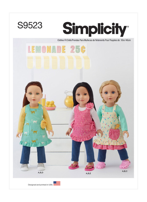 Simplicity S9523 | 18" Doll Clothes | Front of Envelope
