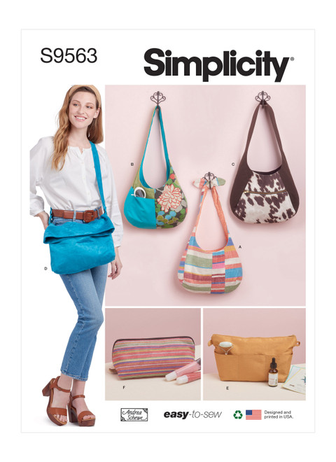 Simplicity S9563 | Slouch Bags, Purse Organizer and Cosmetic Case | Front of Envelope