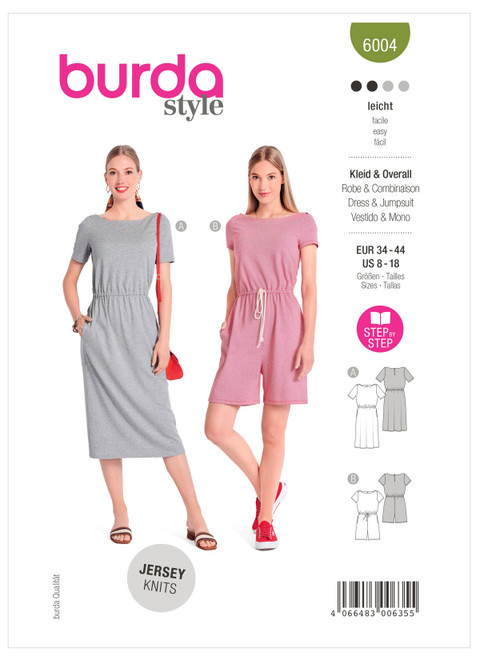 Burda Style BUR6004 | Misses' Dress and Jumpsuit | Front of Envelope