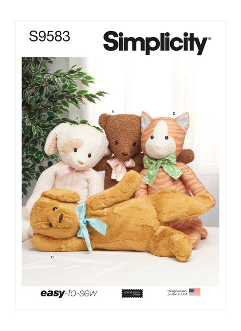 Simplicity S9583 | Poseable Plush Animals by Elaine Heigl | Front of Envelope