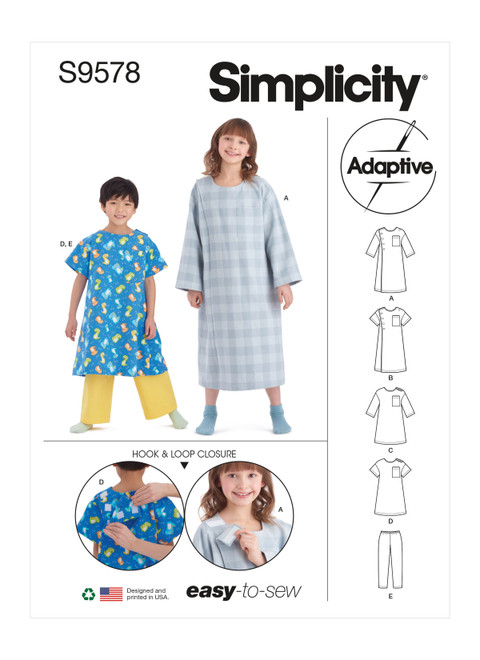 Simplicity S9578 | Children's, Girls' and Boys' Recovery Gowns and Pants | Front of Envelope