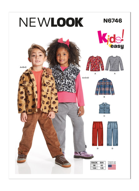 New Look N6746 | Children's Knit Top, Jacket, Vest and Cargo Pants | Front of Envelope