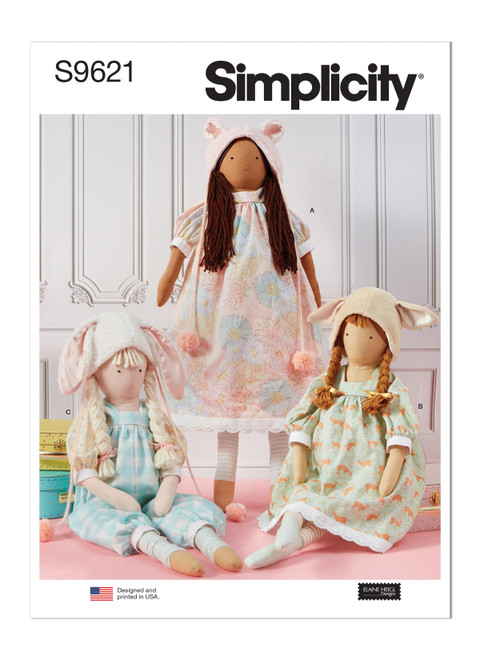 Simplicity S9621 | Lanky Plush Dolls and Clothes by Elaine Heigl Designs | Front of Envelope