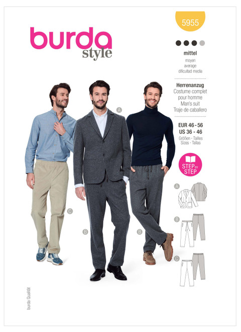 Burda Style BUR5955 | Men's Suit | Front of Envelope