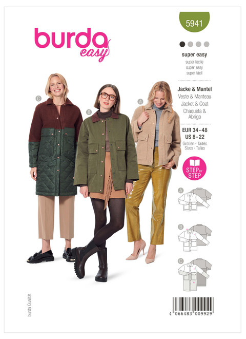 Burda Style BUR5941 | Misses' Jacket and Coat | Front of Envelope