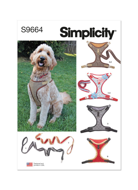 Simplicity S9664 | Dog Harness and Leash with Trim Options | Front of Envelope