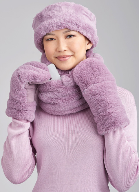 Simplicity S9658 | Misses' Hats, Headband, Mittens, Cowl and Infinity Scarf