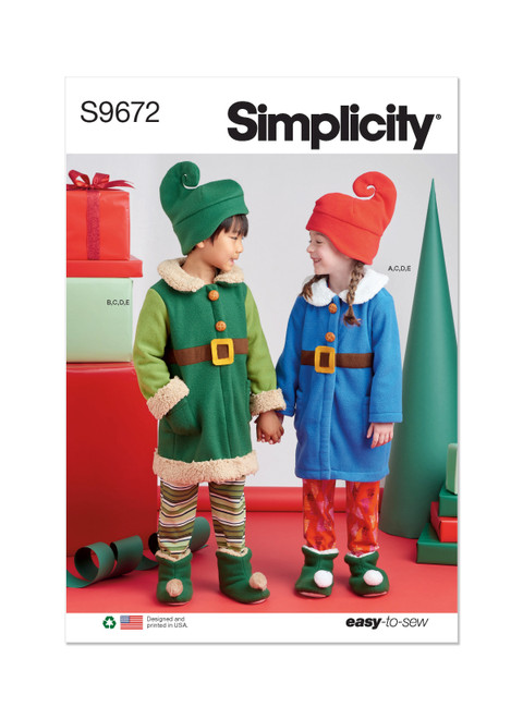 Simplicity S9672 | Children's Robes, Top, Pants, Hat and Slippers in Sizes S-M-L | Front of Envelope