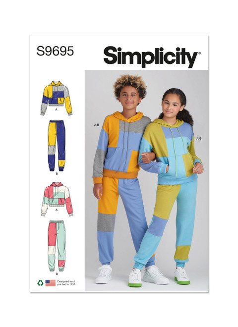 Simplicity S9695 | Girls' and Boys' Hoodie and Jogger Set | Front of Envelope