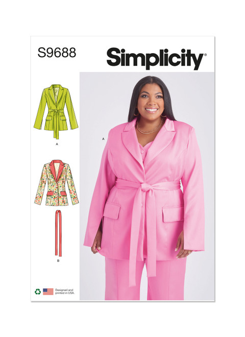 Simplicity S9688 | Misses' and Women's Jacket with Tie Belt | Front of Envelope