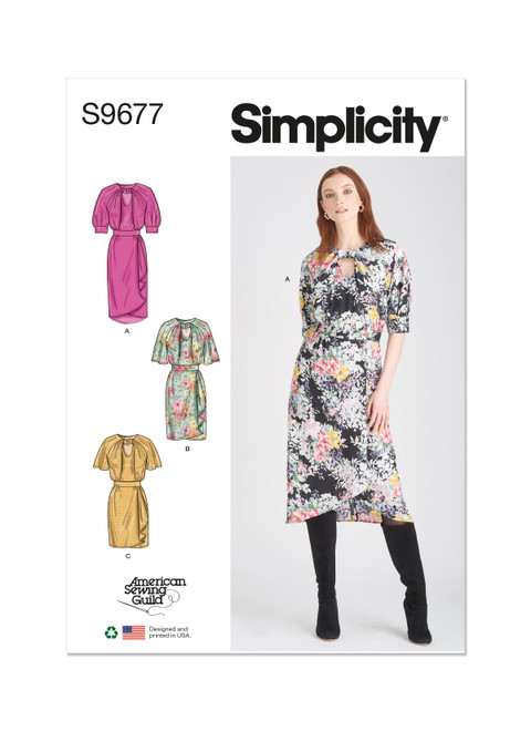 Simplicity S9677 | Misses' Dresses with Sleeve and Length Variations - Designed for American Sewing Guild | Front of Envelope