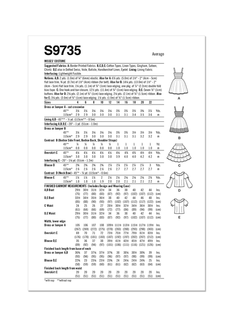 Simplicity S9735 | Misses' Costume | Back of Envelope