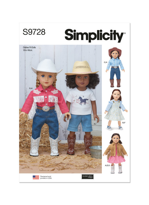 Simplicity S9728 | 18" Doll Clothes by Elaine Heigl Designs | Front of Envelope