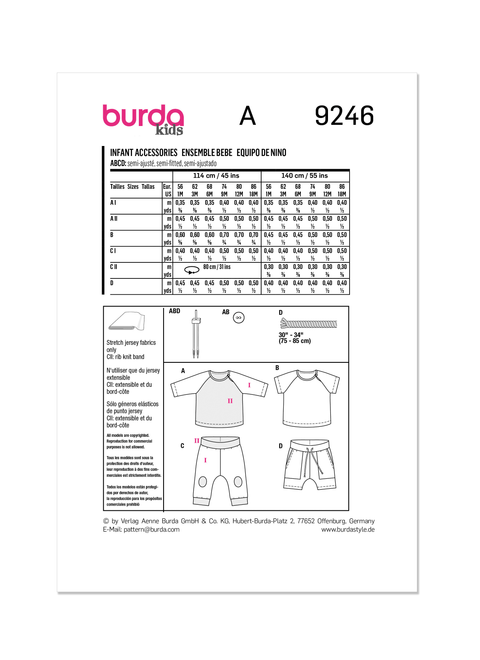 Burda Style BUR9246 | Burda Style Pattern 9246 Babies' Clothes | Back of Envelope