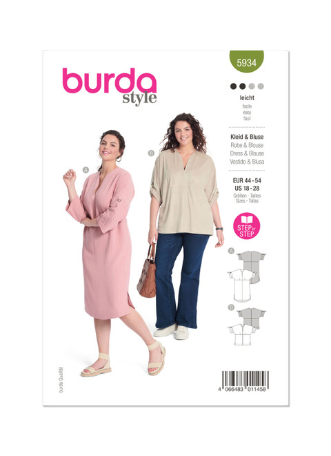 Burda Style BUR5934 | Burda Style Pattern 5934 Misses' Dress and Blouse | Front of Envelope