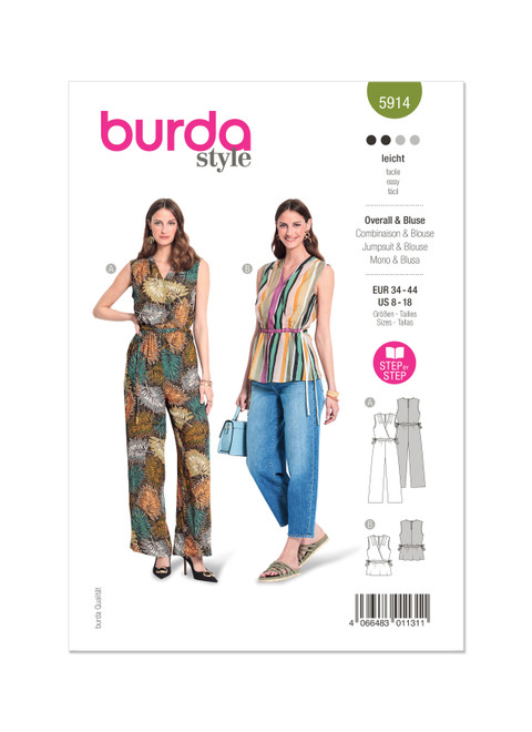 Burda Style BUR5914 | Burda Style Pattern 5914 Misses' Jumpsuit and Top | Front of Envelope
