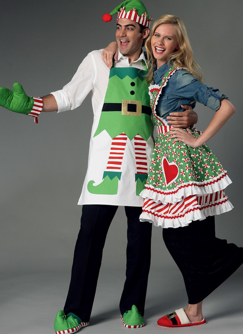 McCall's M6860 (Digital) | Holiday Aprons, Oven Mitts, Hat, Slippers, and Table Leg Decorations