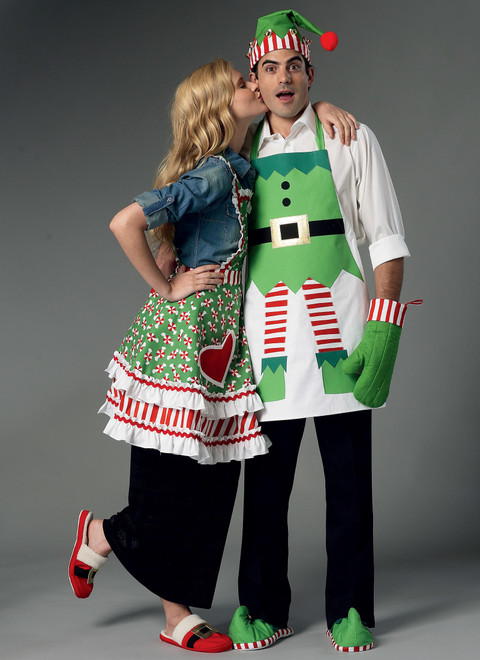 McCall's M6860 (Digital) | Holiday Aprons, Oven Mitts, Hat, Slippers, and Table Leg Decorations