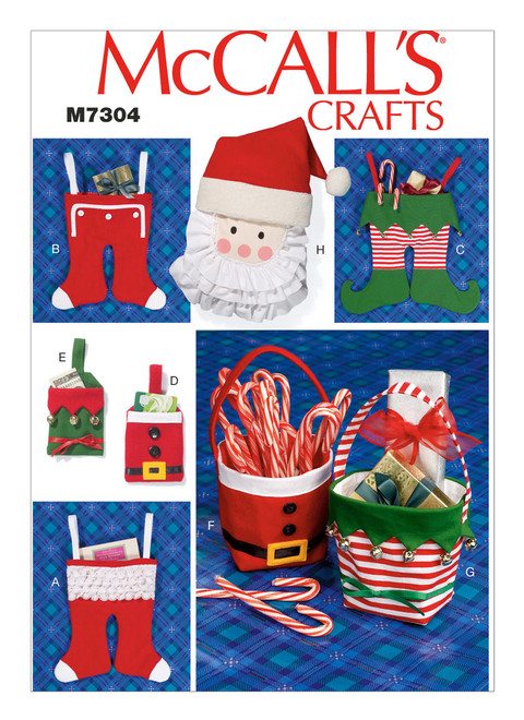 McCall's M7304 (Digital) | Christmas Stockings, Gift Pouches, Baskets and Hanging Decoration | Front of Envelope