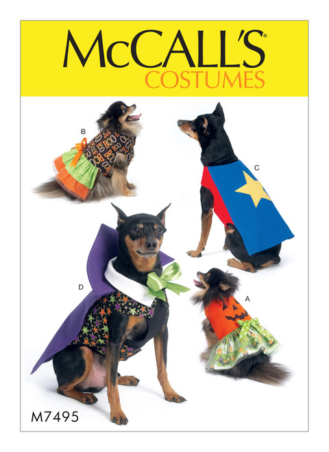 McCall's M7495 (Digital) | Pumpkin, Hero, Vampire and Dress Pet Costumes | Front of Envelope
