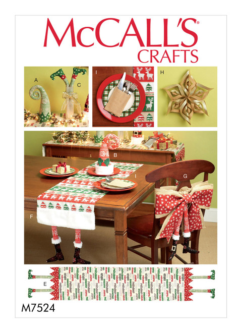 McCall's M7524 (Digital) | Christmas Table Runners, Decorations, Chair Back Cover and Silverware Holder | Front of Envelope