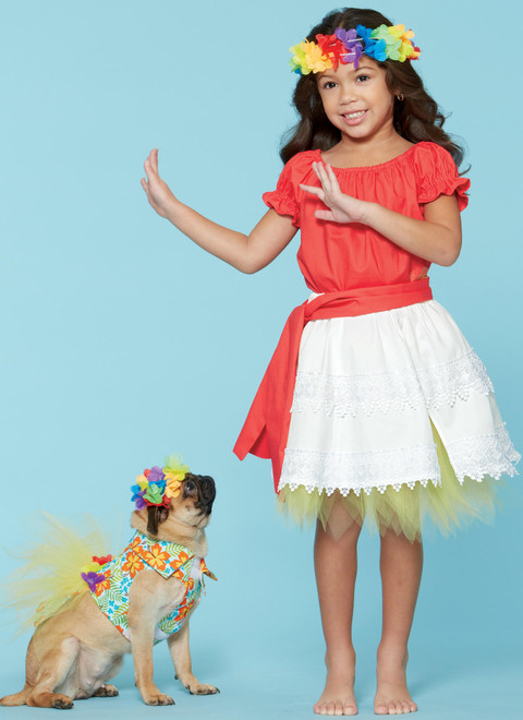 McCall's M7584 (Digital) | Kids' Gathered Top and Skirt, and Dog Costumes