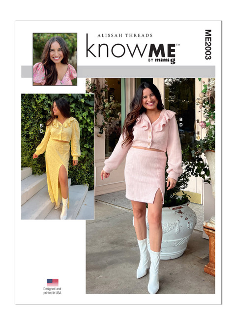 Know Me ME2003 | Misses' Knit Cardigan and Skirt by Alissah Threads
