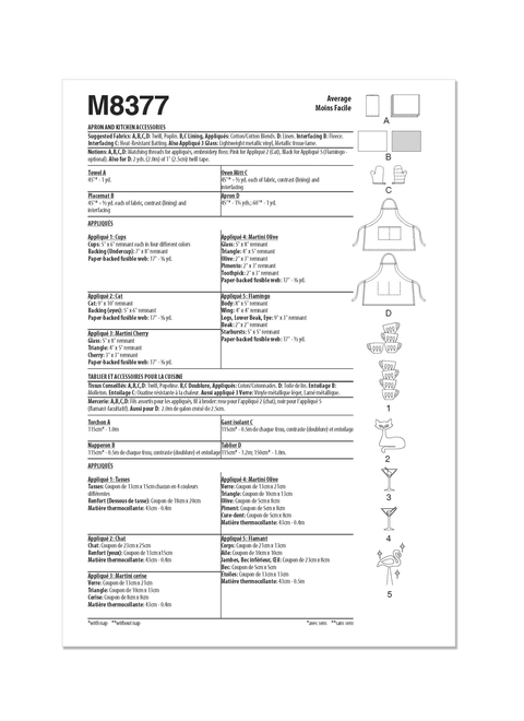 McCall's M8377 | Apron and Kitchen Accessories | Back of Envelope