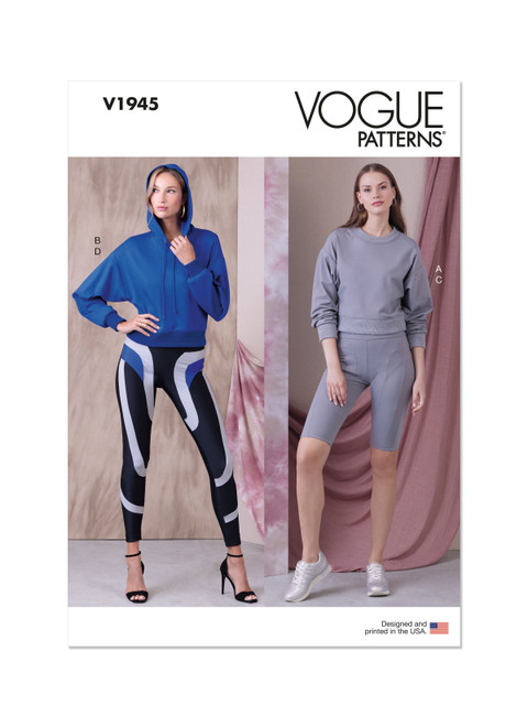 Vogue Patterns V1945 | Misses’ Knit Tops and Leggings in Two Lengths | Front of Envelope