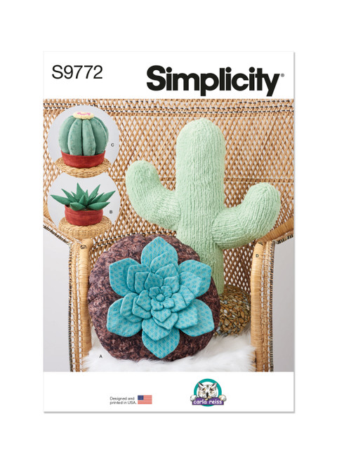 Simplicity S9772 | Decorative Succulent and Cactus Plush Pillows by Carla Reiss Design | Front of Envelope