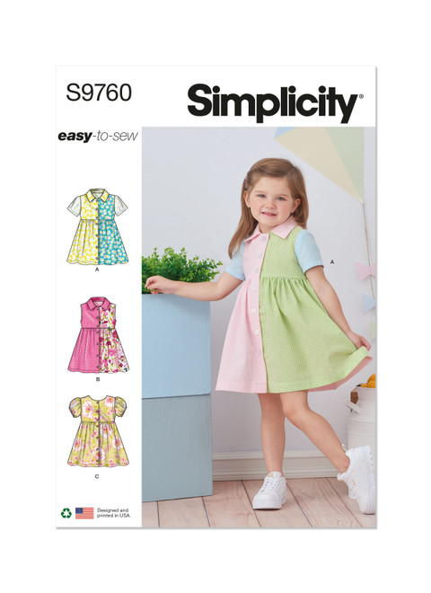 Simplicity S9760 | Toddlers' Dress with Sleeve Variations | Front of Envelope