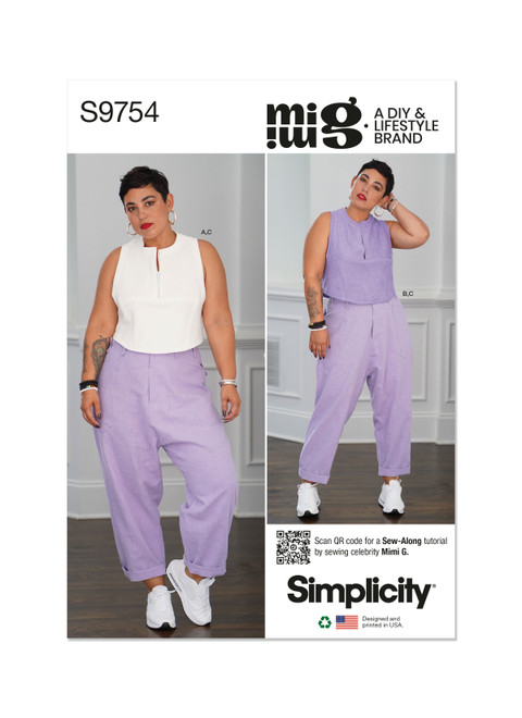 Simplicity S9754 | Misses' Tops and Cargo Pants by Mimi G Style | Front of Envelope