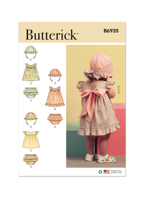Butterick B6935 | Babies' Top, Panties and Hat | Front of Envelope