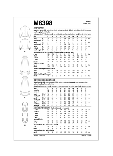 McCall's M8398 | Misses' Costumes | Back of Envelope